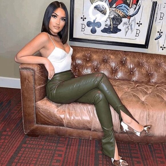 Zara Faux Leather Pants Green Size Large - Picture 12 of 12